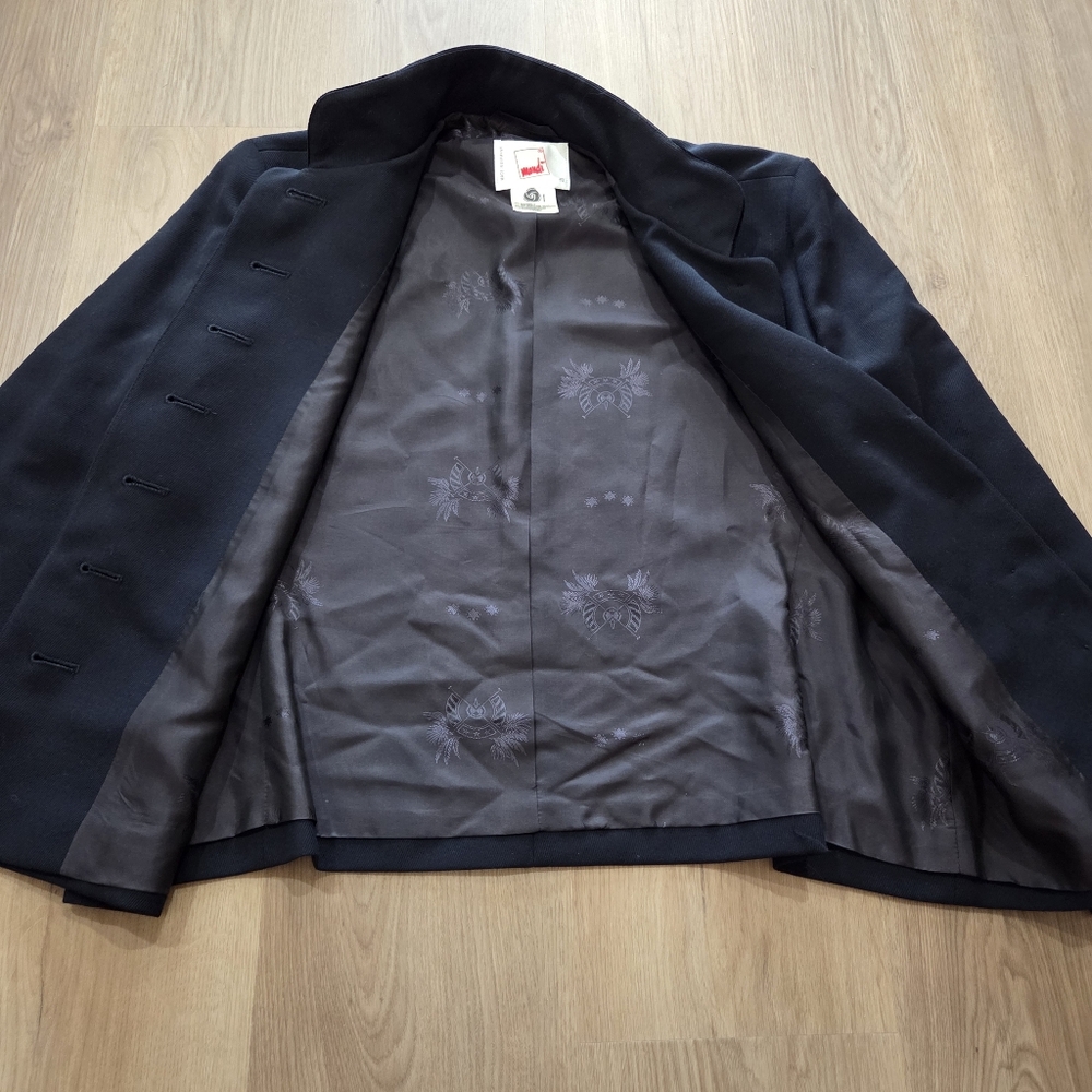 Vtg Mondi Military Inspired Blazer Tailored Jacket 38 Germany Eagle Velvet Punk - Picture 4 of 8